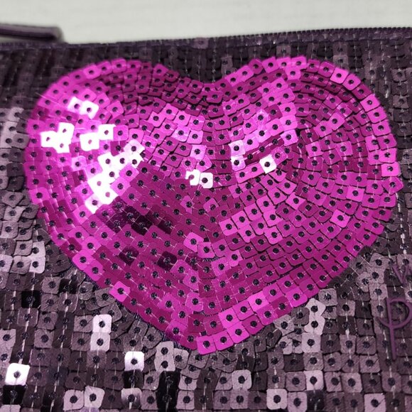 Vera Wang Princess Sequin Heart Make Up Cosmetic Bag Case - Purple & Pink - Picture 2 of 8